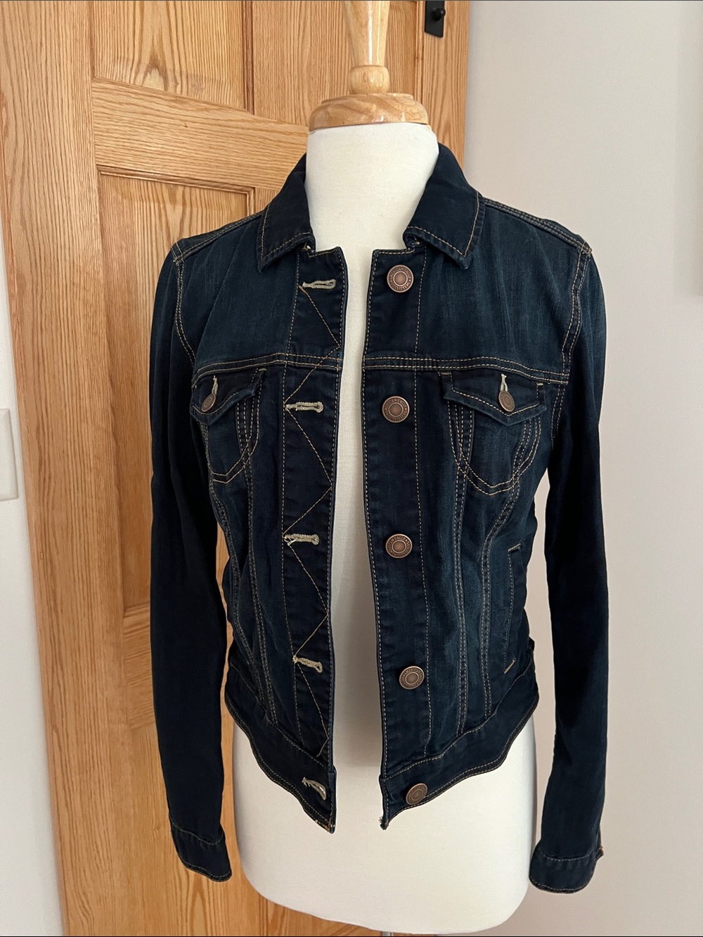 Dark Blue Denim Jacket for Women - Tailored Jean Jacket